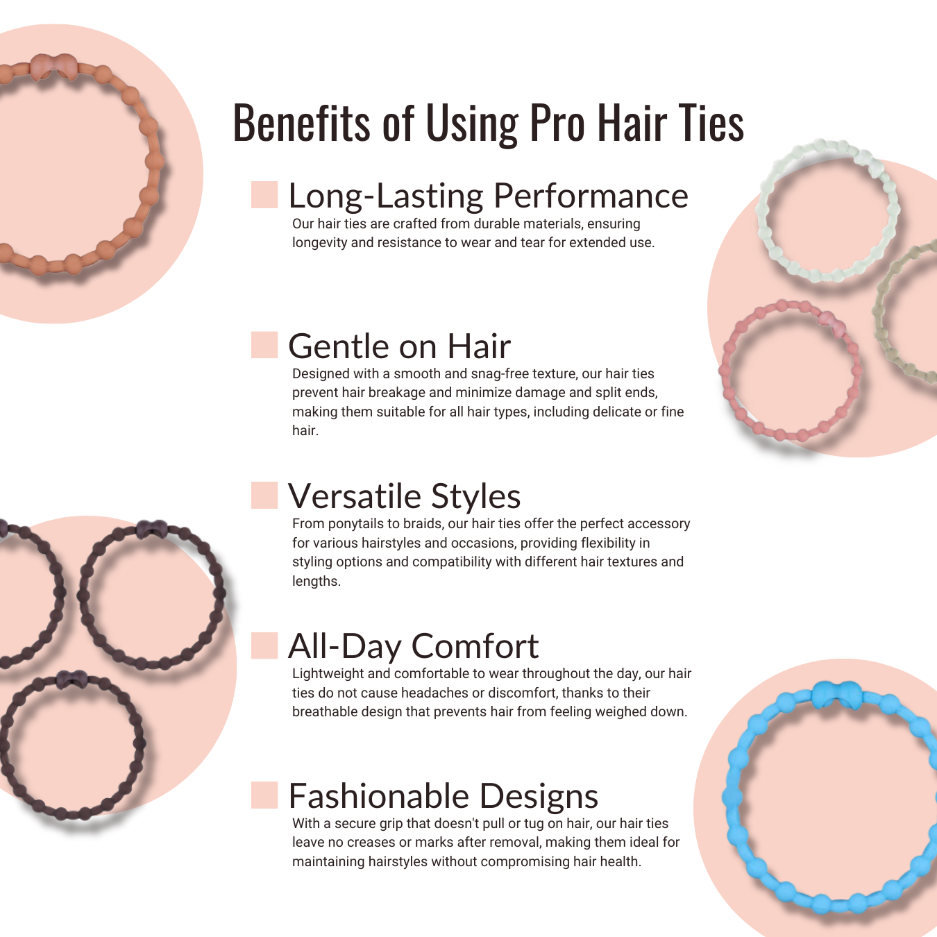 Fiery Flair: Red Hair Ties (6-Pack) - Make a Bold Statement with Every Style