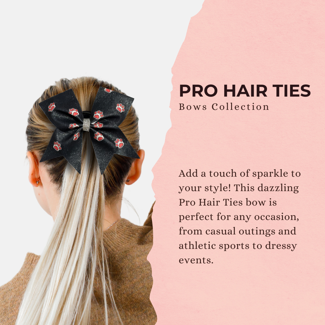 Black and Red Paw Print Cheer Bow Hair Accessory