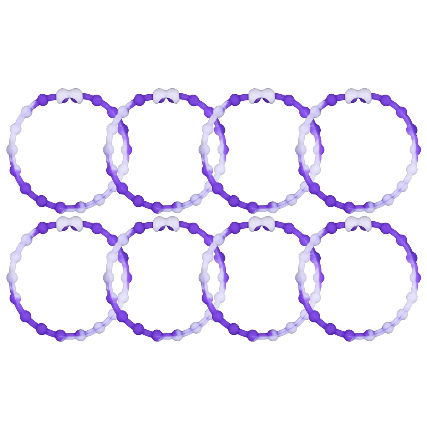 White & Purple PRO Hair Ties: Easy Release Adjustable for Every Hair Type PACK OF 8