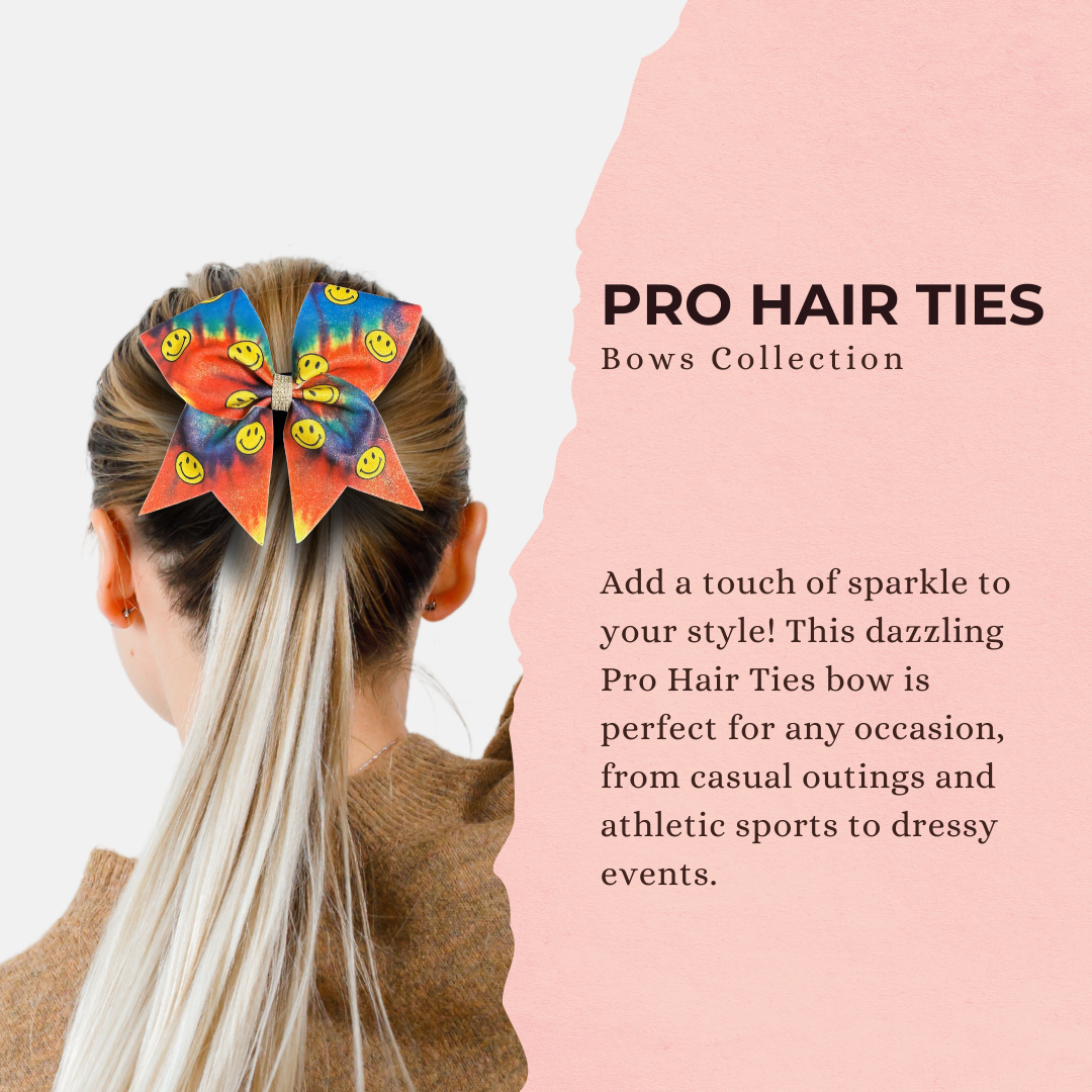 Smiley Tie-Dye Cheer Bow Hair Accessory