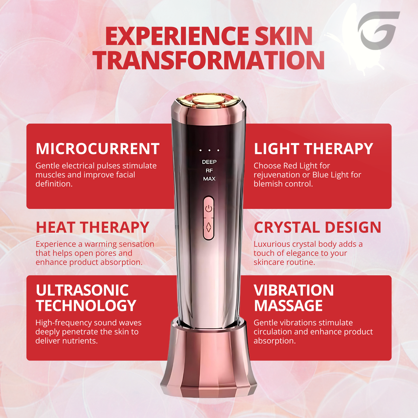 Glowera™ Ultrasonic Diamond Skin Wand