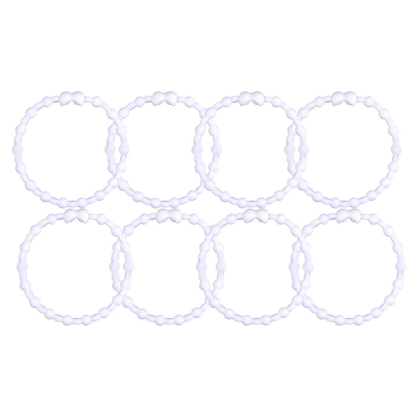 White PRO Hair Ties: Easy Release Adjustable for Every Hair Type PACK OF 8