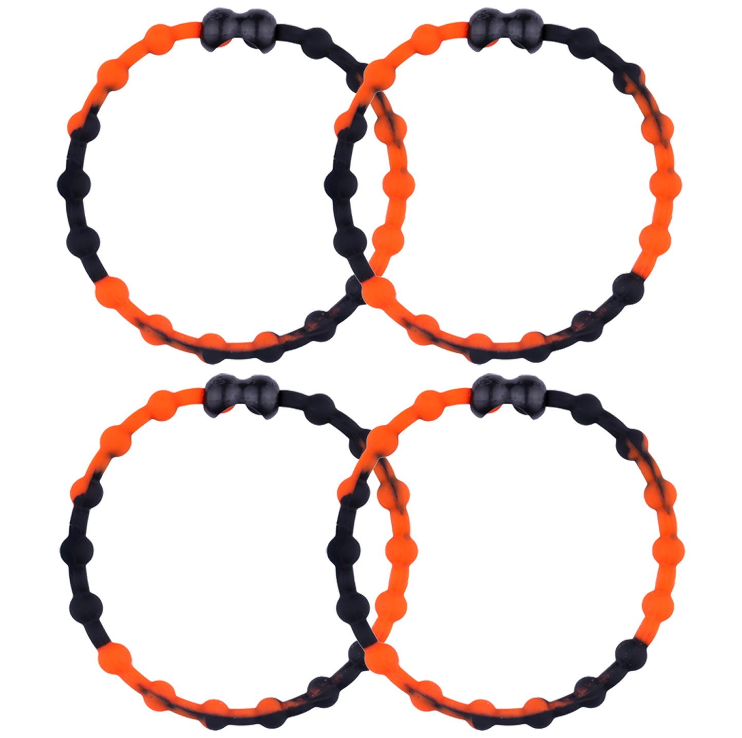 Black Orange Hair Ties (4 Pack) | Unique Design, Secure Hold, Pain-Free