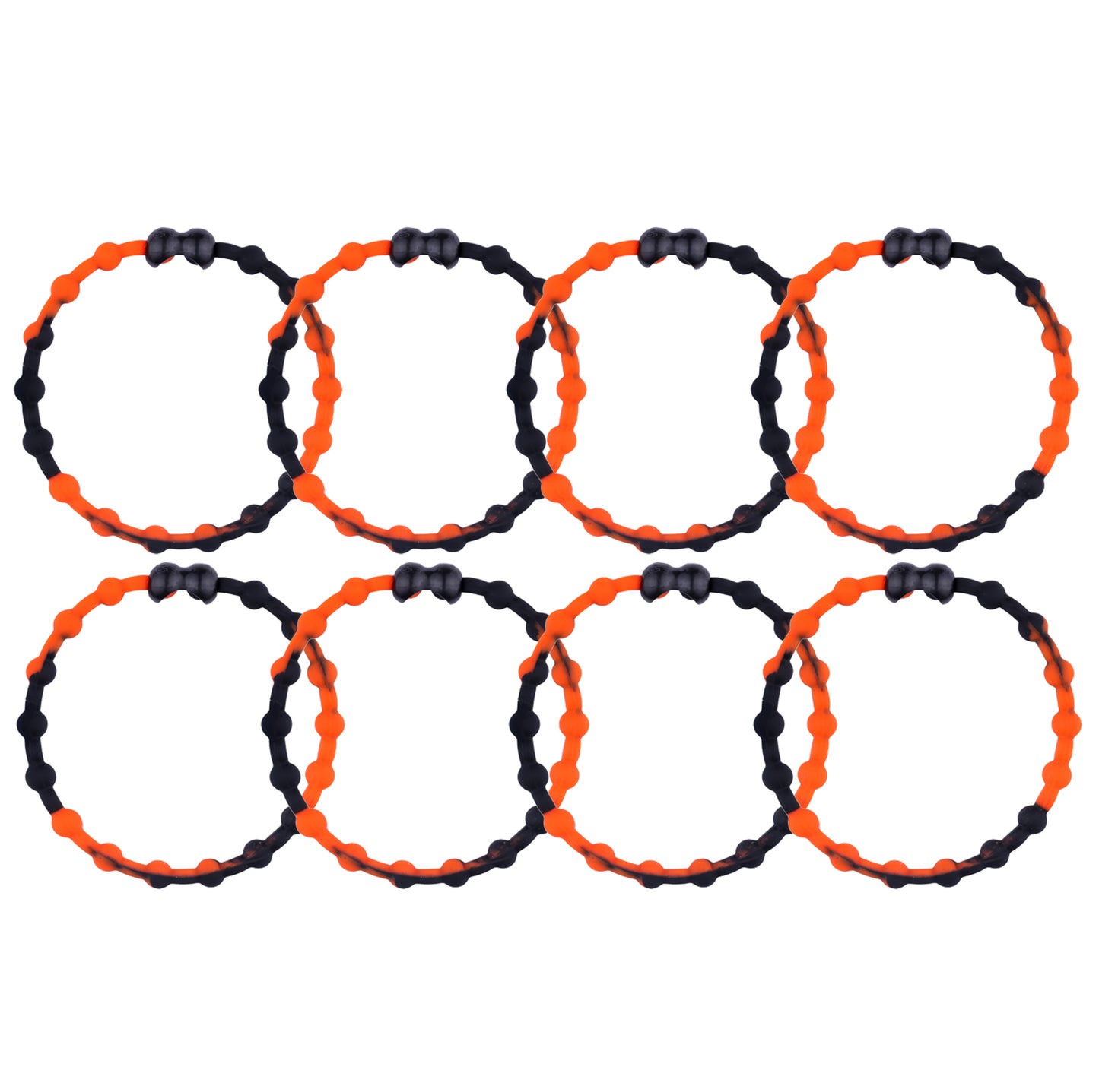 Black & Orange Hair Ties (8 Pack): Classic Meets Citrus for a Striking Look