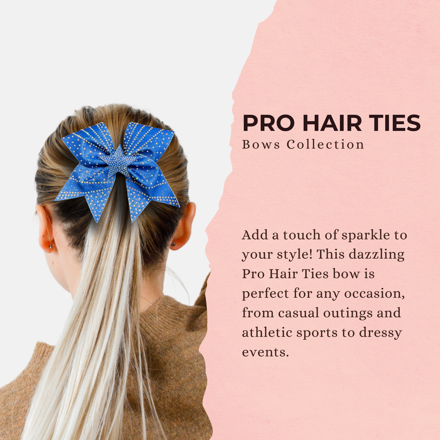 Sparkling Blue Star Cheer Bow Hair Accessory with Glittering Rhinestones