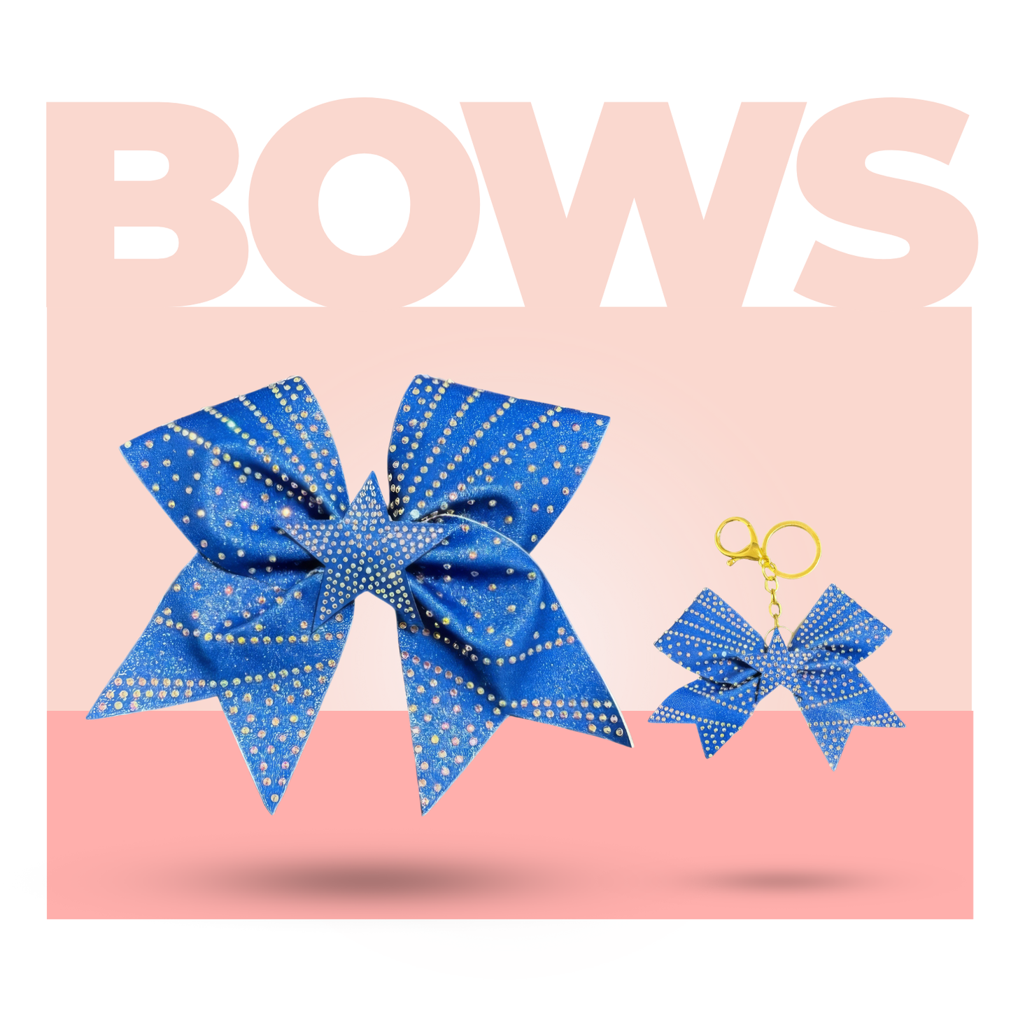 Sparkling Blue Star Cheer Bow Hair Accessory with Glittering Rhinestones
