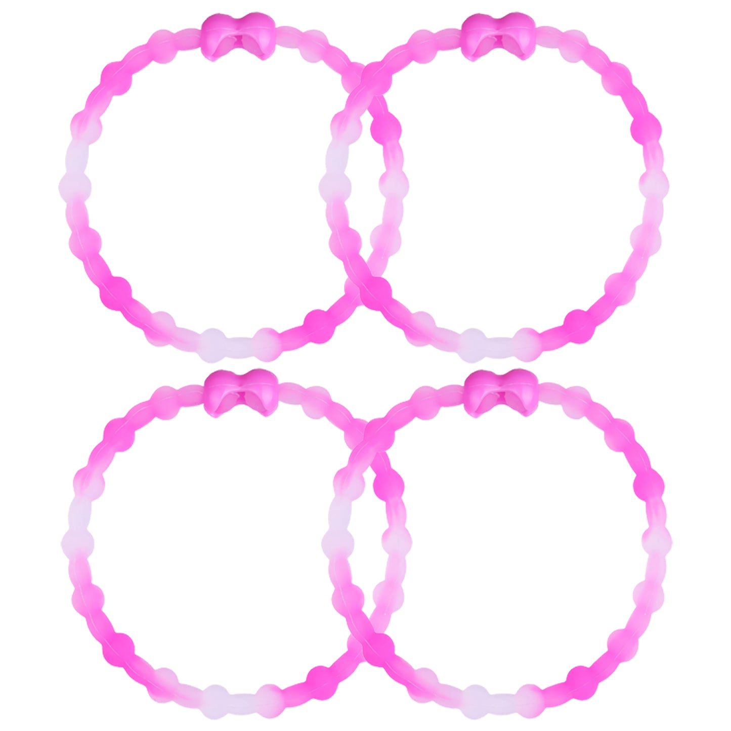 Clear Neon Pink Hair Ties (4-Pack) | Unique Style, Secure Hold, Comfortable Wear