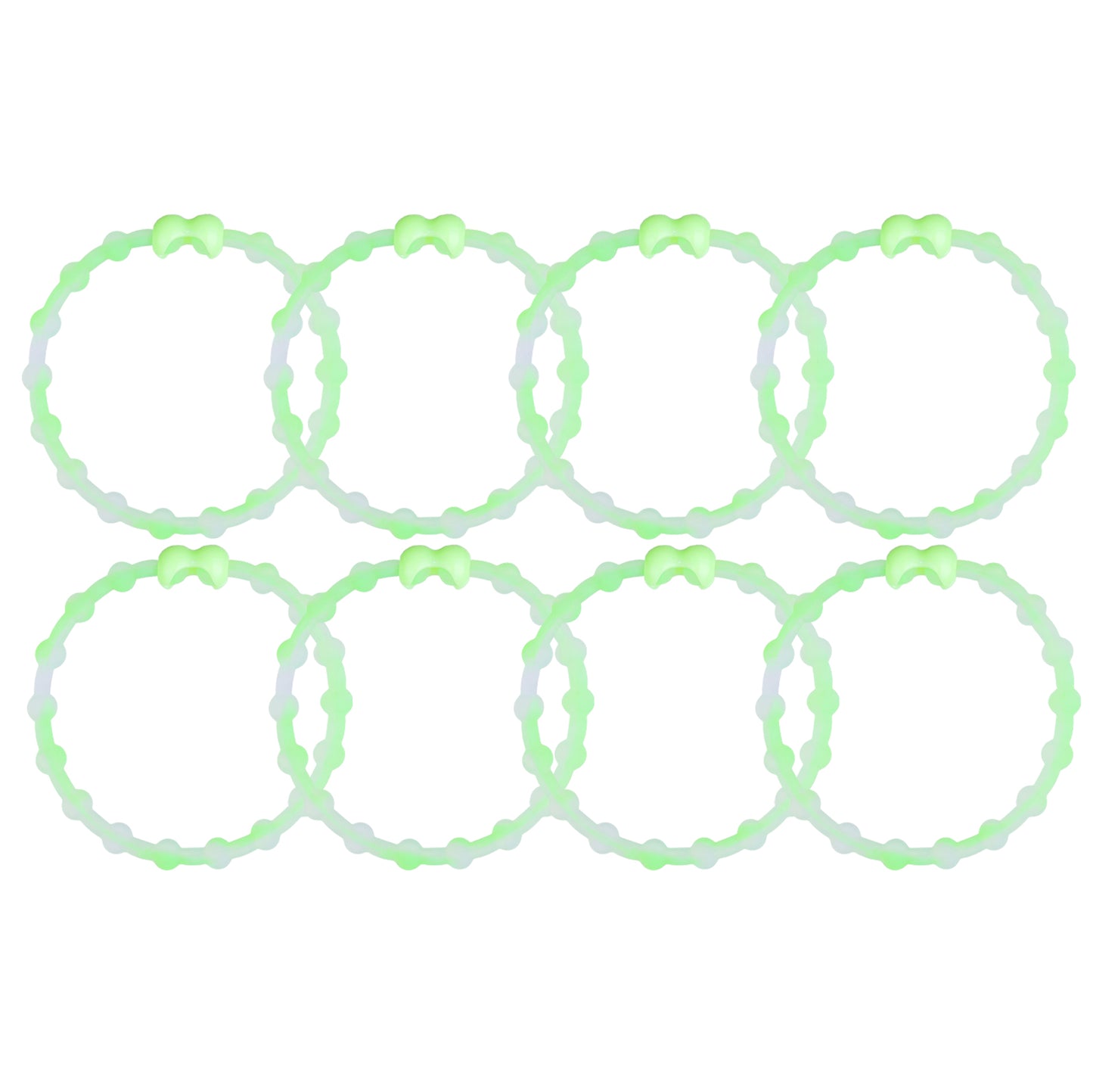 Clear Neon Green Hair Ties (8 Pack) - Shine Bright with Every Style