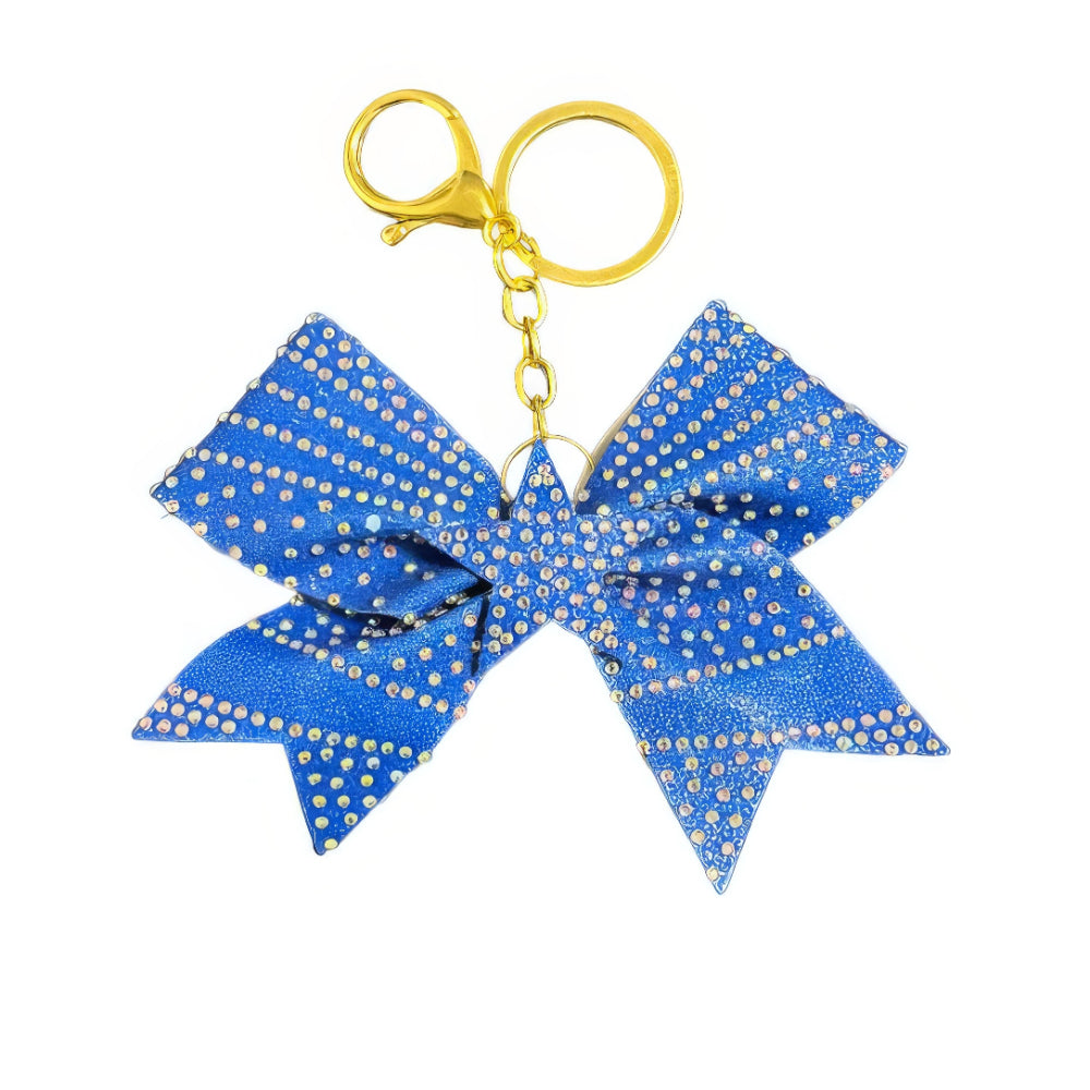 Sparkling Blue Star Cheer Bow Hair Accessory with Glittering Rhinestones