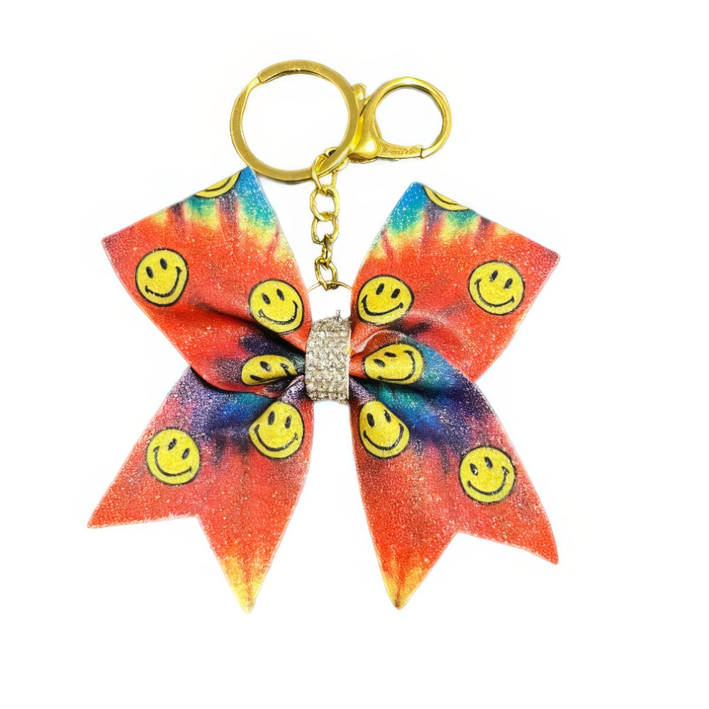 Smiley Tie-Dye Cheer Bow Hair Accessory