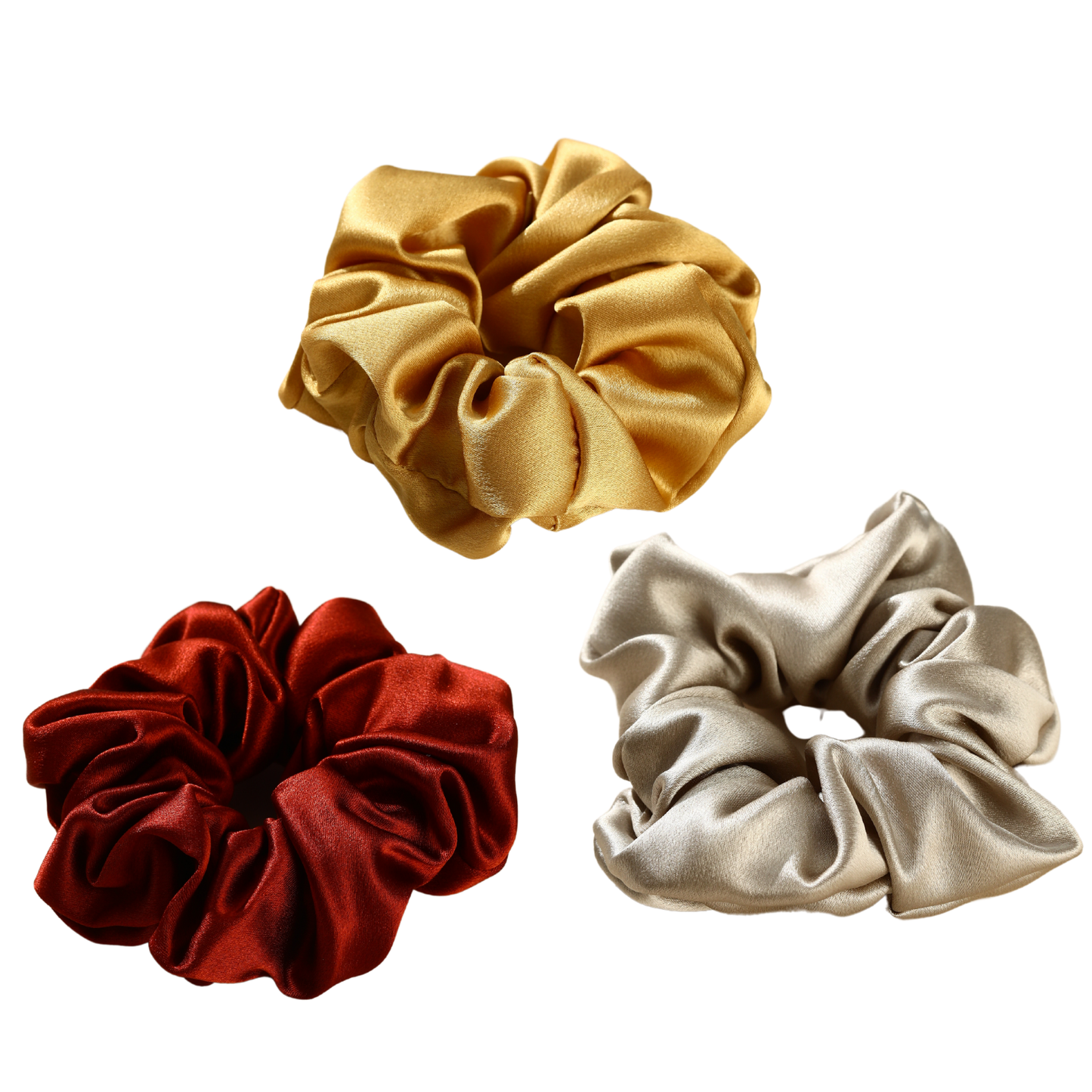 Mulberry Silk Gold Jewel Scrunchie 3 Pack