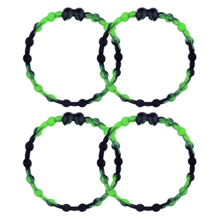 Black Green Hair Ties (4 Pack) | Unique Design, Secure Hold, Pain-Free