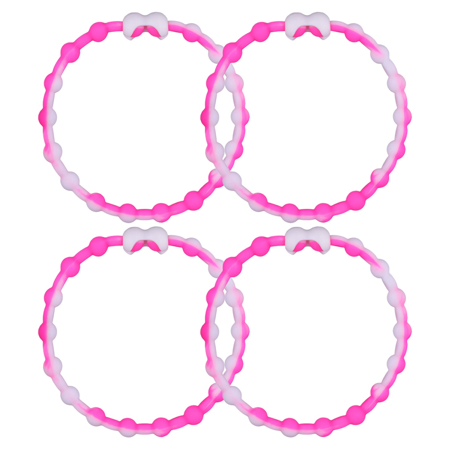 White &amp; Pink PRO Hair Ties (4-Pack): A Chic and Playful Combination for Every Style