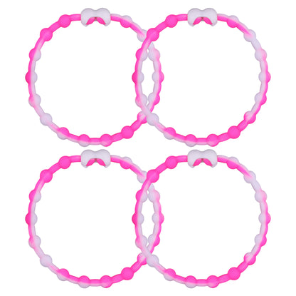 White &amp; Pink PRO Hair Ties (4-Pack): A Chic and Playful Combination for Every Style