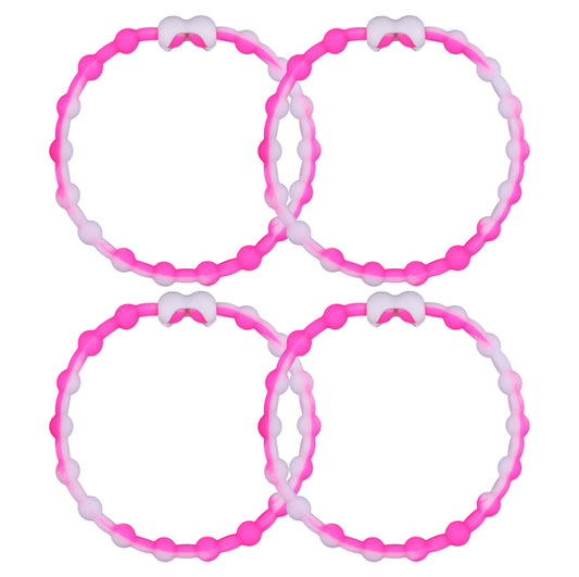 White &amp; Pink PRO Hair Ties (4-Pack): A Chic and Playful Combination for Every Style