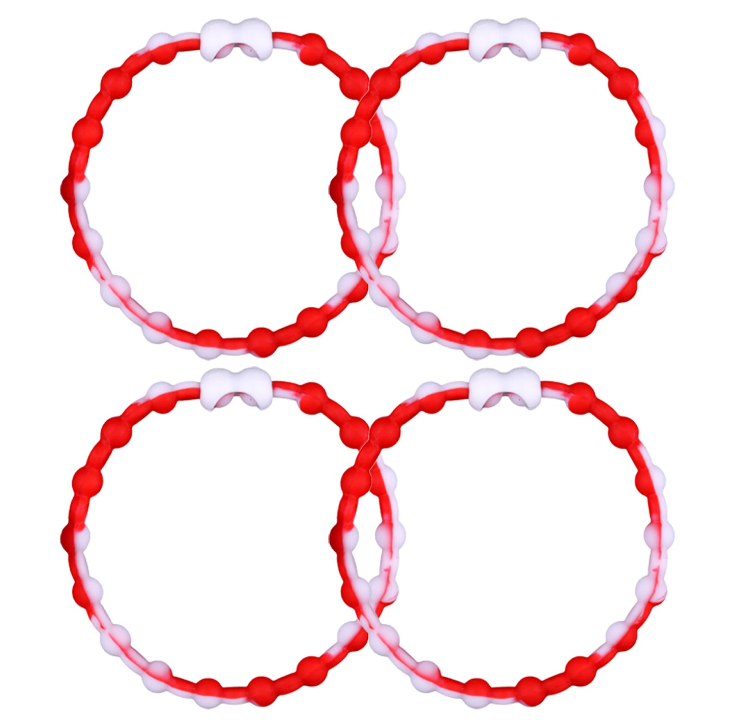 White & Red PRO Hair Ties (4-Pack): A Bold Statement for Your Everyday Style