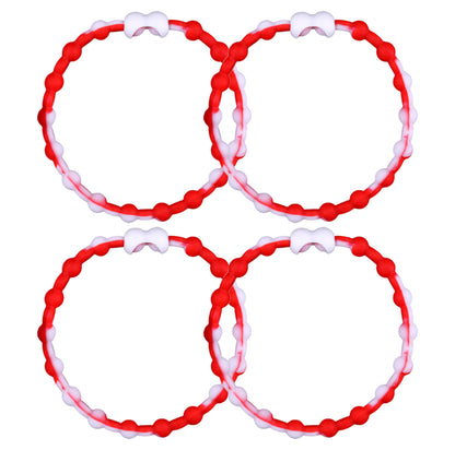 White & Red PRO Hair Ties (4-Pack): A Bold Statement for Your Everyday Style