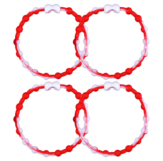 White & Red PRO Hair Ties (4-Pack): A Bold Statement for Your Everyday Style