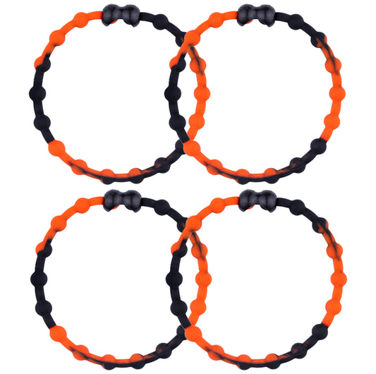 Black Orange Hair Ties (4 Pack) | Unique Design, Secure Hold, Pain-Free