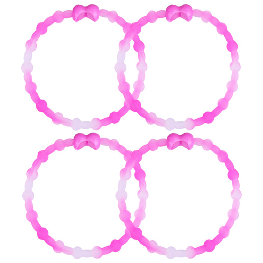 Clear Neon Pink Hair Ties (4-Pack) | Unique Style, Secure Hold, Comfortable Wear