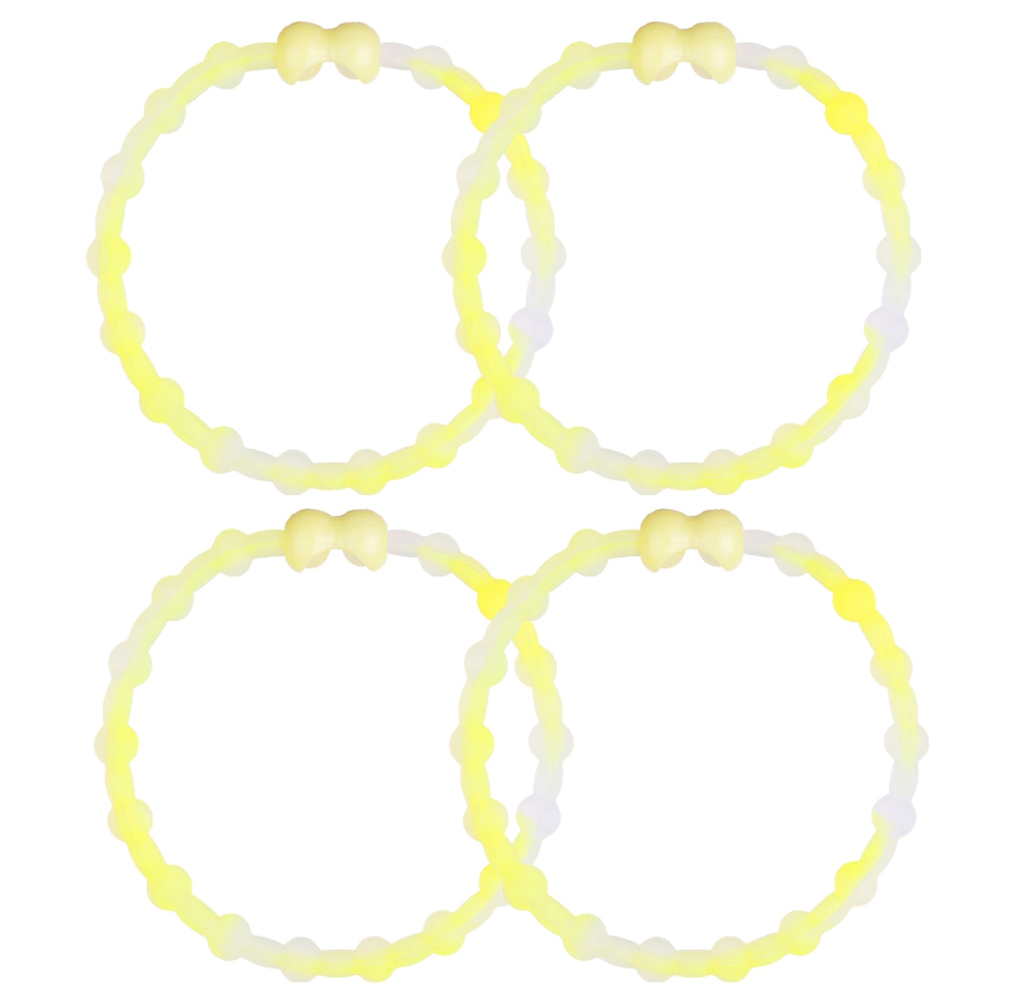 Clear Neon Yellow Hair Ties (4-Pack) | Unique Style, Secure Hold, Comfortable Wear
