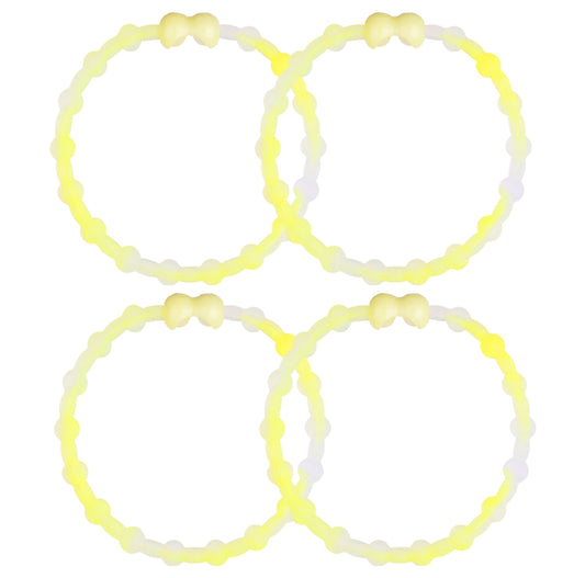 Clear Neon Yellow Hair Ties (4-Pack) | Unique Style, Secure Hold, Comfortable Wear