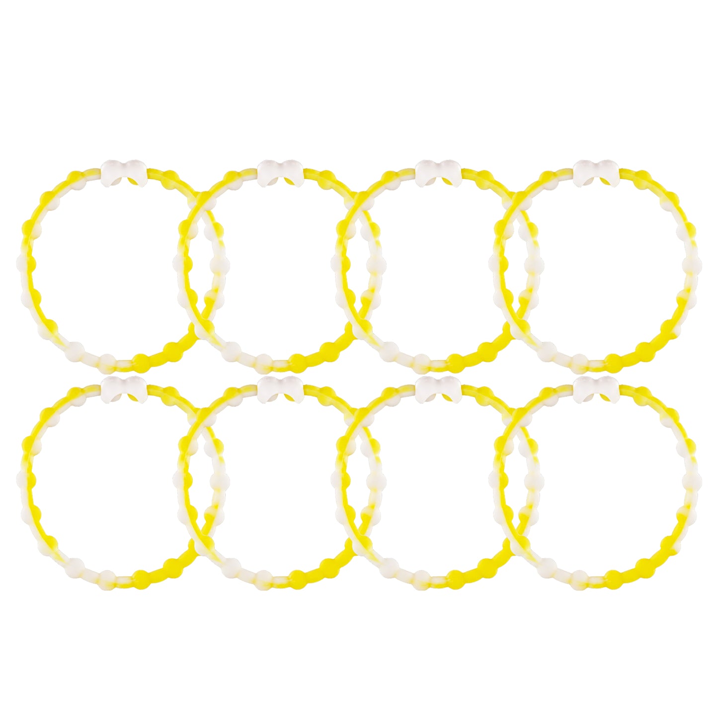 White Yellow PRO Hair Ties: Easy Release Adjustable for Every Hair Type PACK OF 8