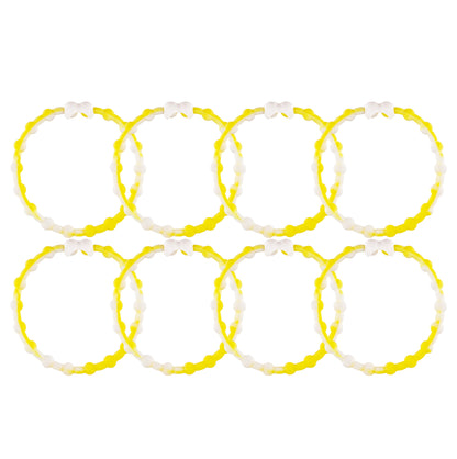 White Yellow PRO Hair Ties: Easy Release Adjustable for Every Hair Type PACK OF 8