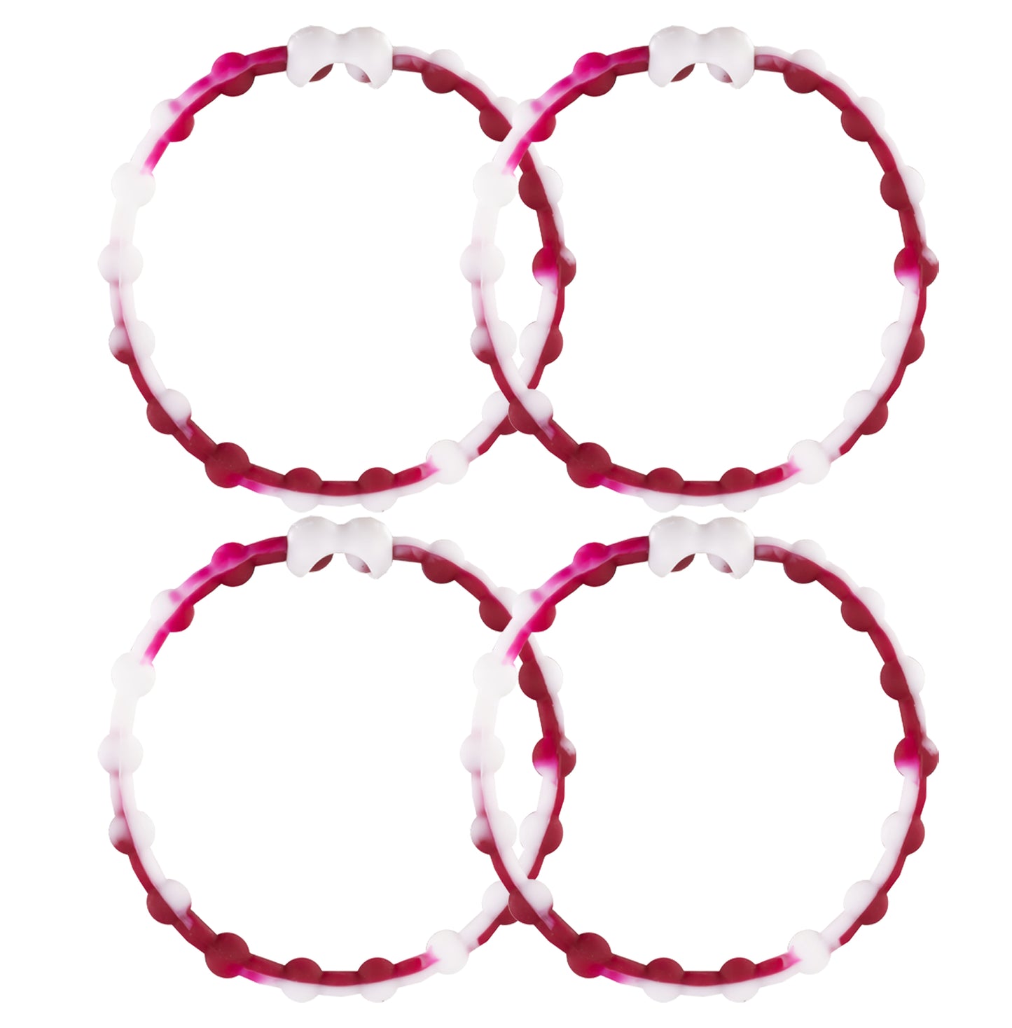 White & Maroon Hair Ties (4-Pack): A Touch of Sophistication for Your Hairstyle