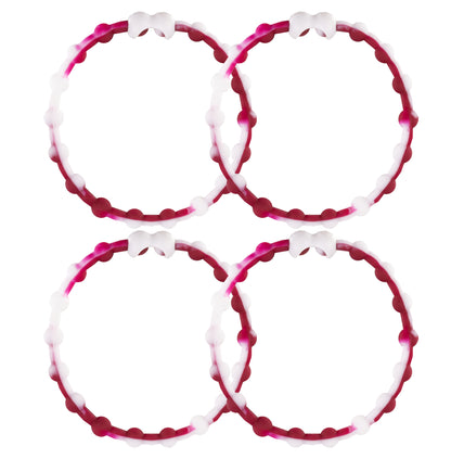 White & Maroon Hair Ties (4-Pack): A Touch of Sophistication for Your Hairstyle