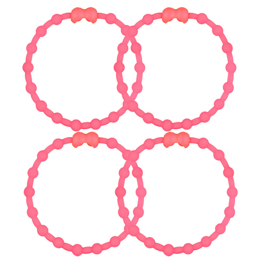 Coral Hair Ties (4-Pack) | Tropical Vibes, Secure Hold, Gentle on Hair