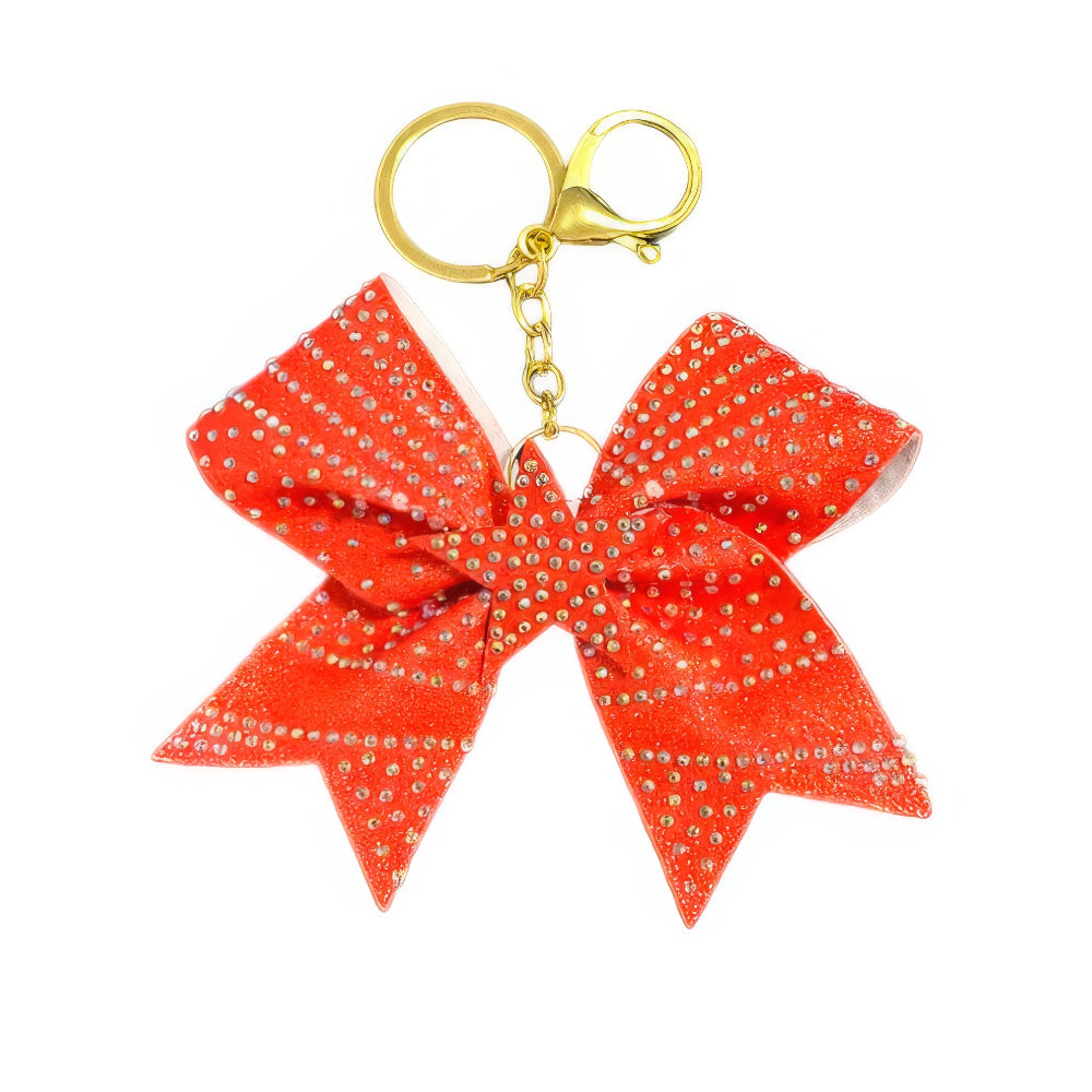 Red Star Cheer Bow Hair Accessory with Glittering Rhinestones