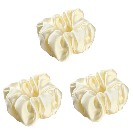 Mulberry Silk Cream Champagne Scrunchie 3 Pack