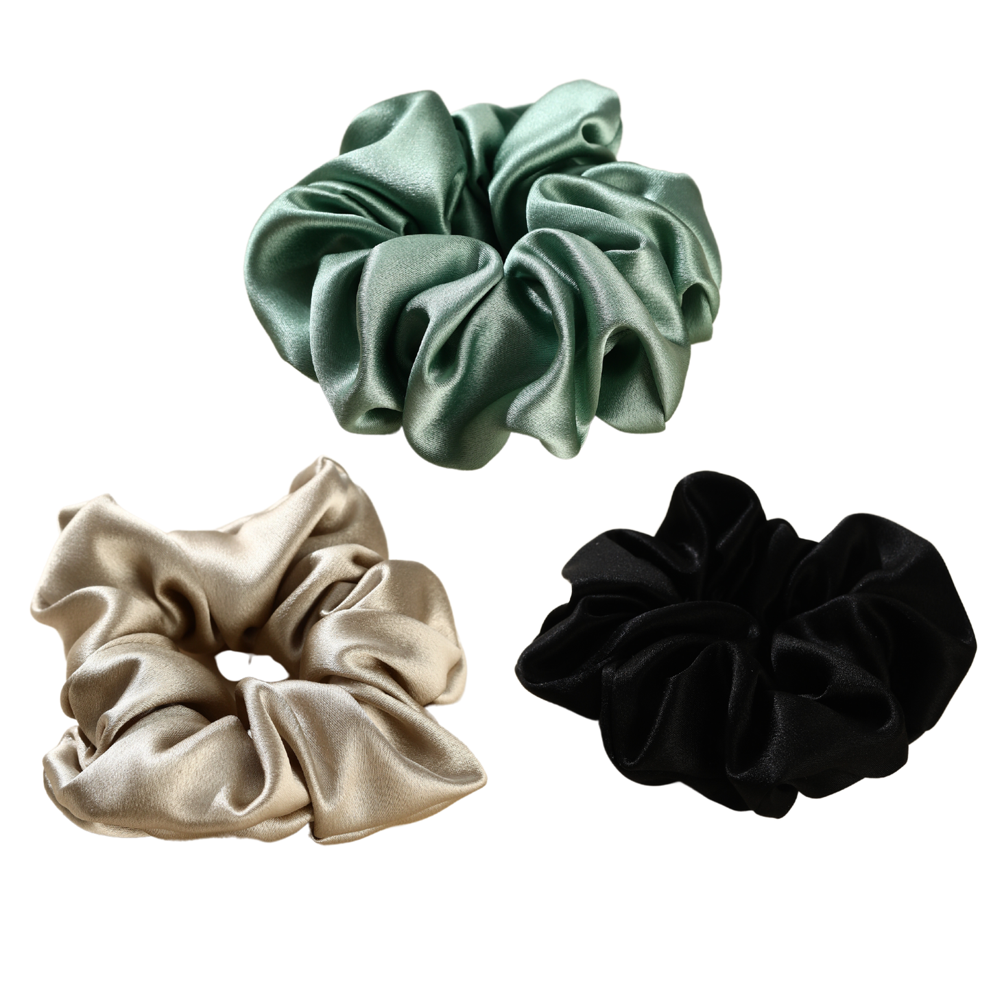 Mulberry Silk Emerald Shine Scrunchie 3 Pack