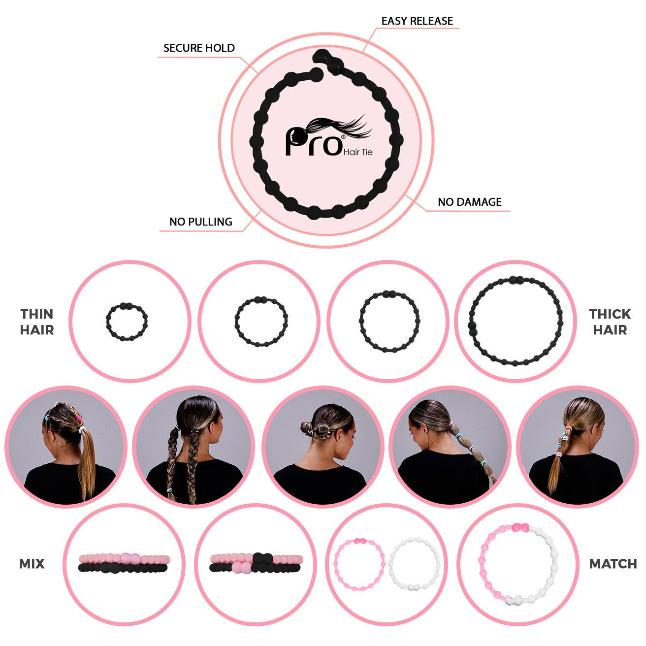 Pastel Pink Hair Ties (6-Pack): A Blush of Sweetness for Every Look