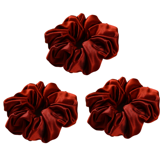 Mulberry Silk Red Ruby Scrunchie 3 Pack