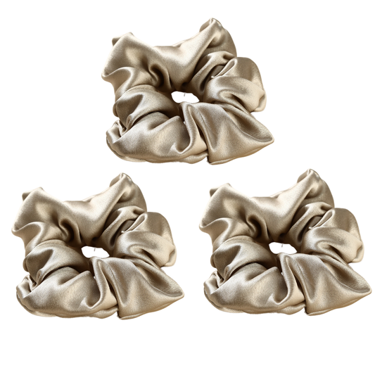 Mulberry Silk Silver Platinum Scrunchie 3 Pack