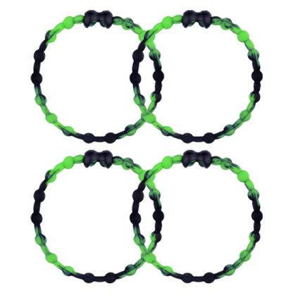 Black Green Hair Ties (4 Pack) | Unique Design, Secure Hold, Pain-Free