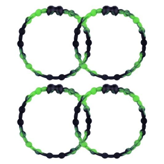 Black Green Hair Ties (4 Pack) | Unique Design, Secure Hold, Pain-Free